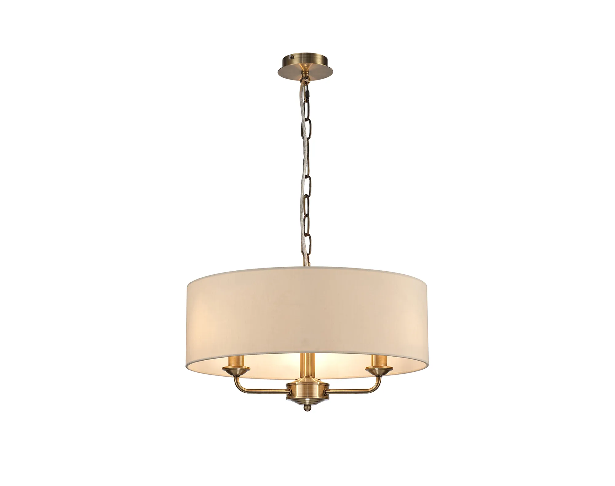 DK0036  Banyan 45cm 3 Light Pendant Antique Brass; Ivory Pearl